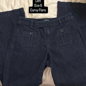 LOFT Dark Indigo Wide Leg Flare Jeans